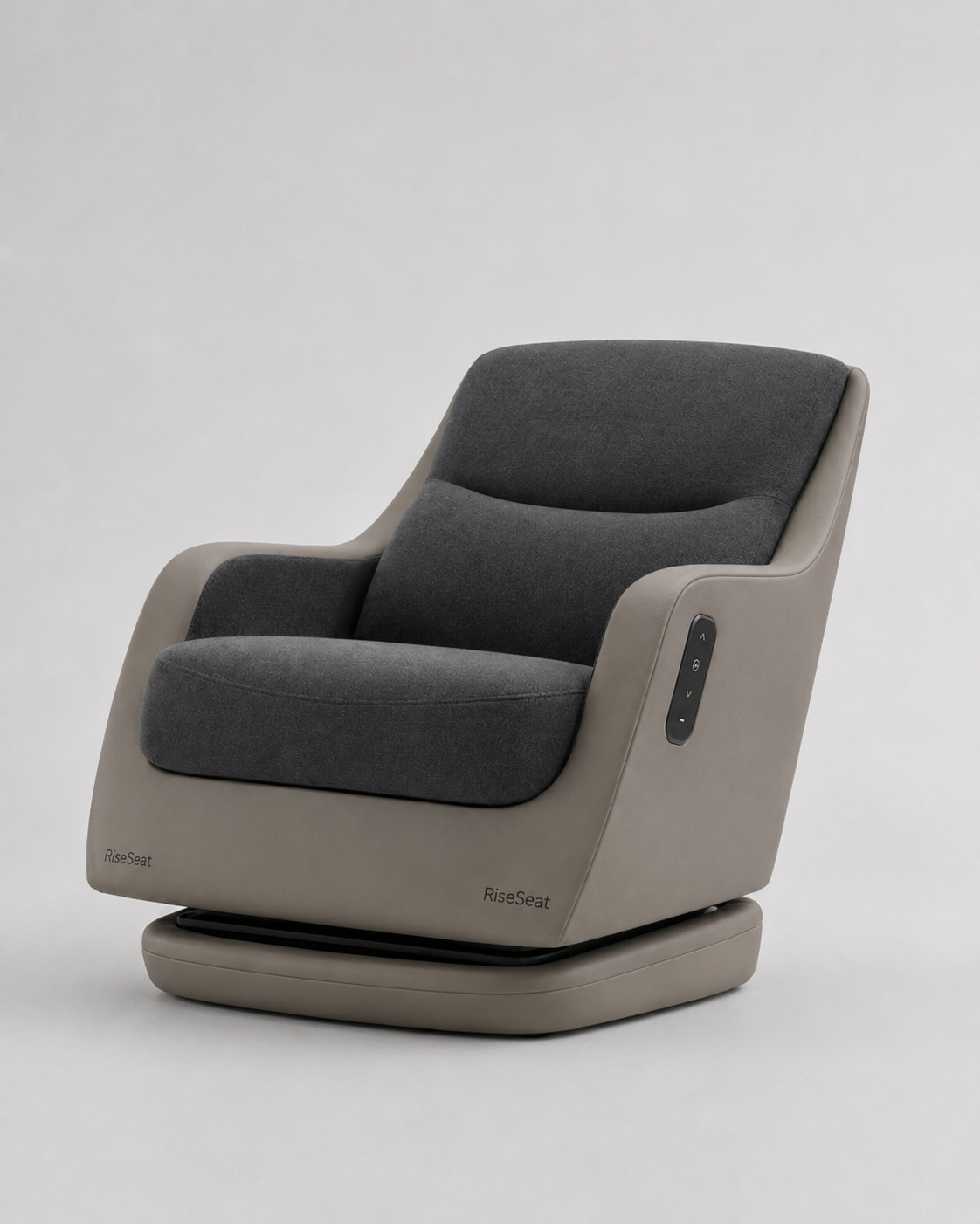 RiseSeat RS3 en posición baja de descanso, con el cuerpo del sillón próximo a la base.